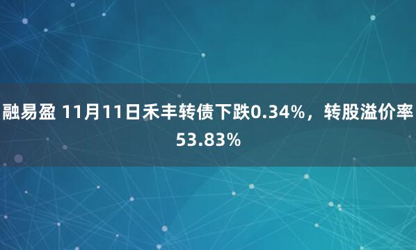 融易盈 11月11日禾丰转债下跌0.34%,转股溢价率53.83%