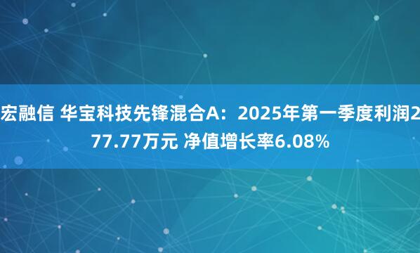 宏融信 华宝科技先锋混合A：2025年第一季度利润277.77万元 净值增长率6.08%