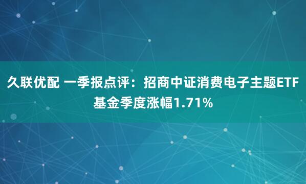 久联优配 一季报点评：招商中证消费电子主题ETF基金季度涨幅1.71%