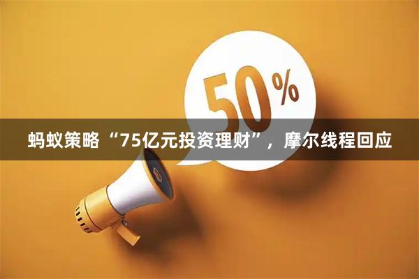 蚂蚁策略 “75亿元投资理财”，摩尔线程回应